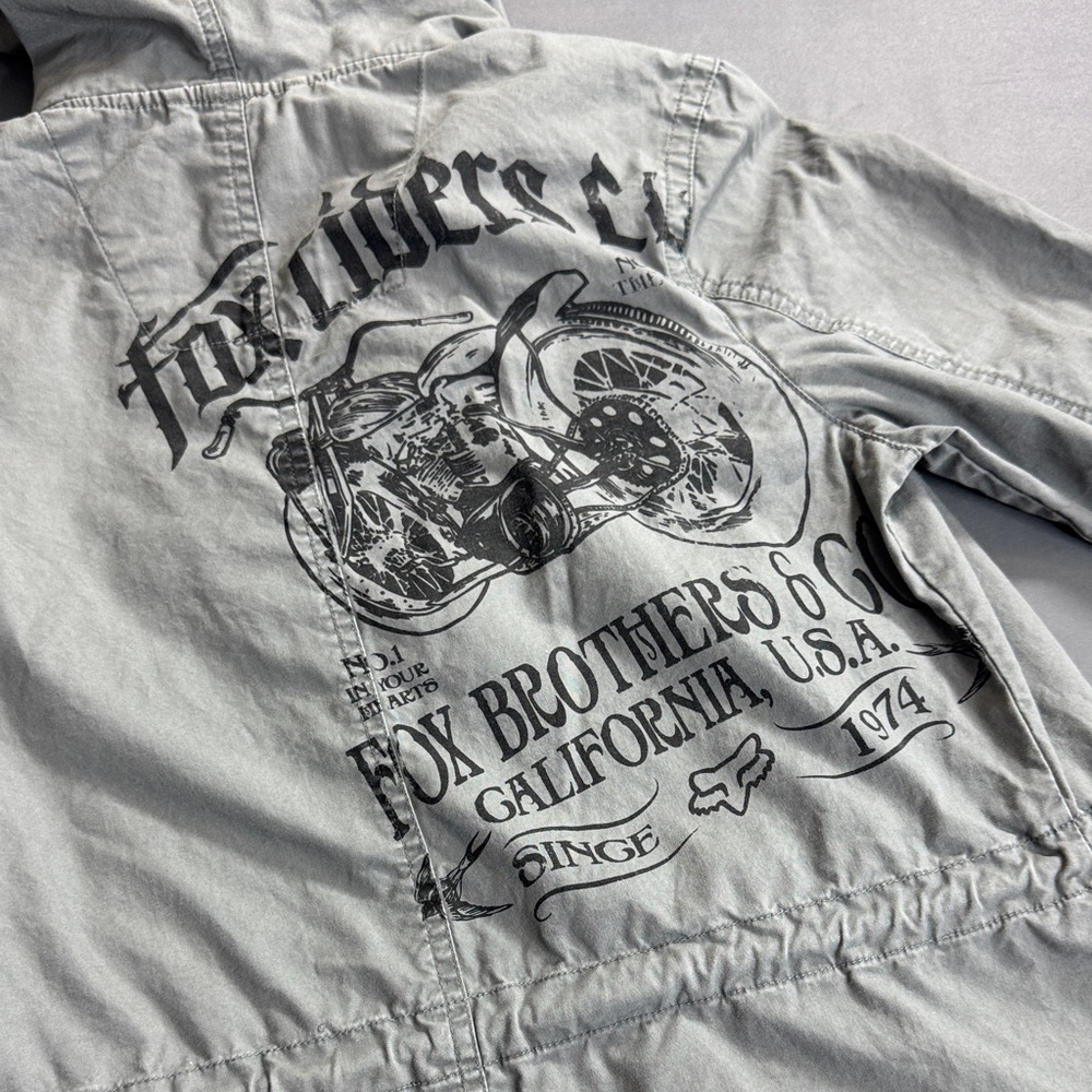 Fox Y2K Racing Women's Hooded Military Utility Jacket 100% Cotton Gray Size S - Picture 14 of 16